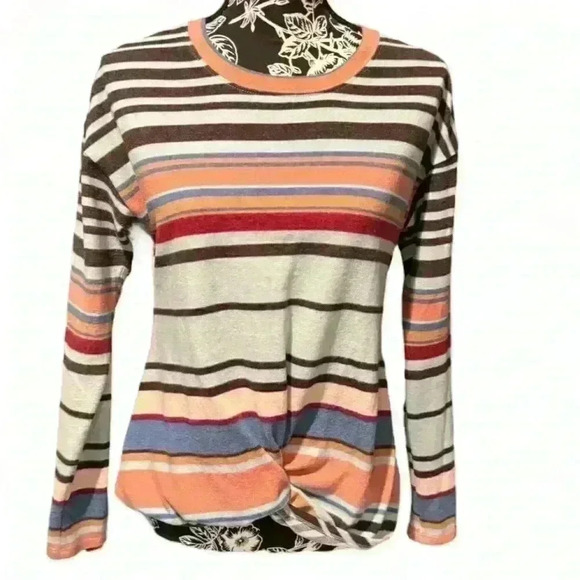 Truself Women's Striped Long Sleeve Crew Neck Top Size S Multicolor - Picture 1 of 4